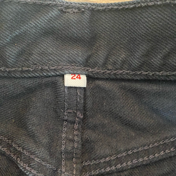 Levi's Jean Skirt 24 Black Denim Premium Frayed Western Rodeo Stampede Summer - Picture 13 of 15